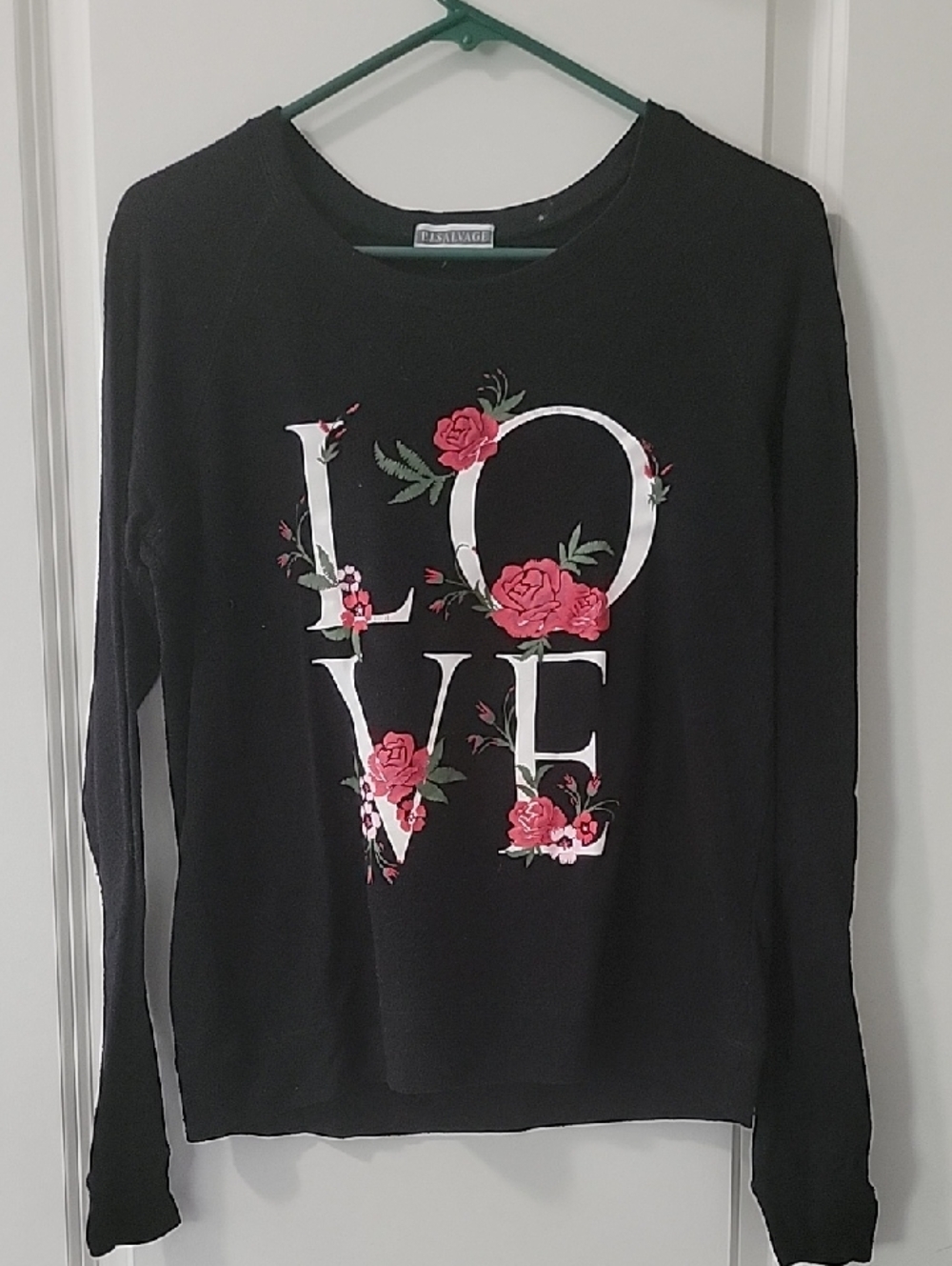 P.J. Salvage Black Knit Tee with Logo Tag